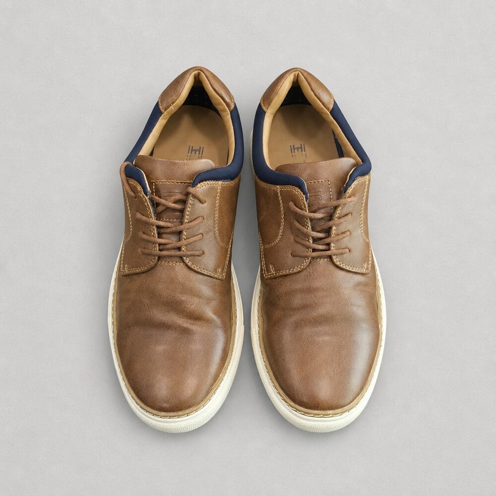 Hawker Rye Techniman Men's Hybrid Dress Sneakers Brown Blue White Sole Size 8.5